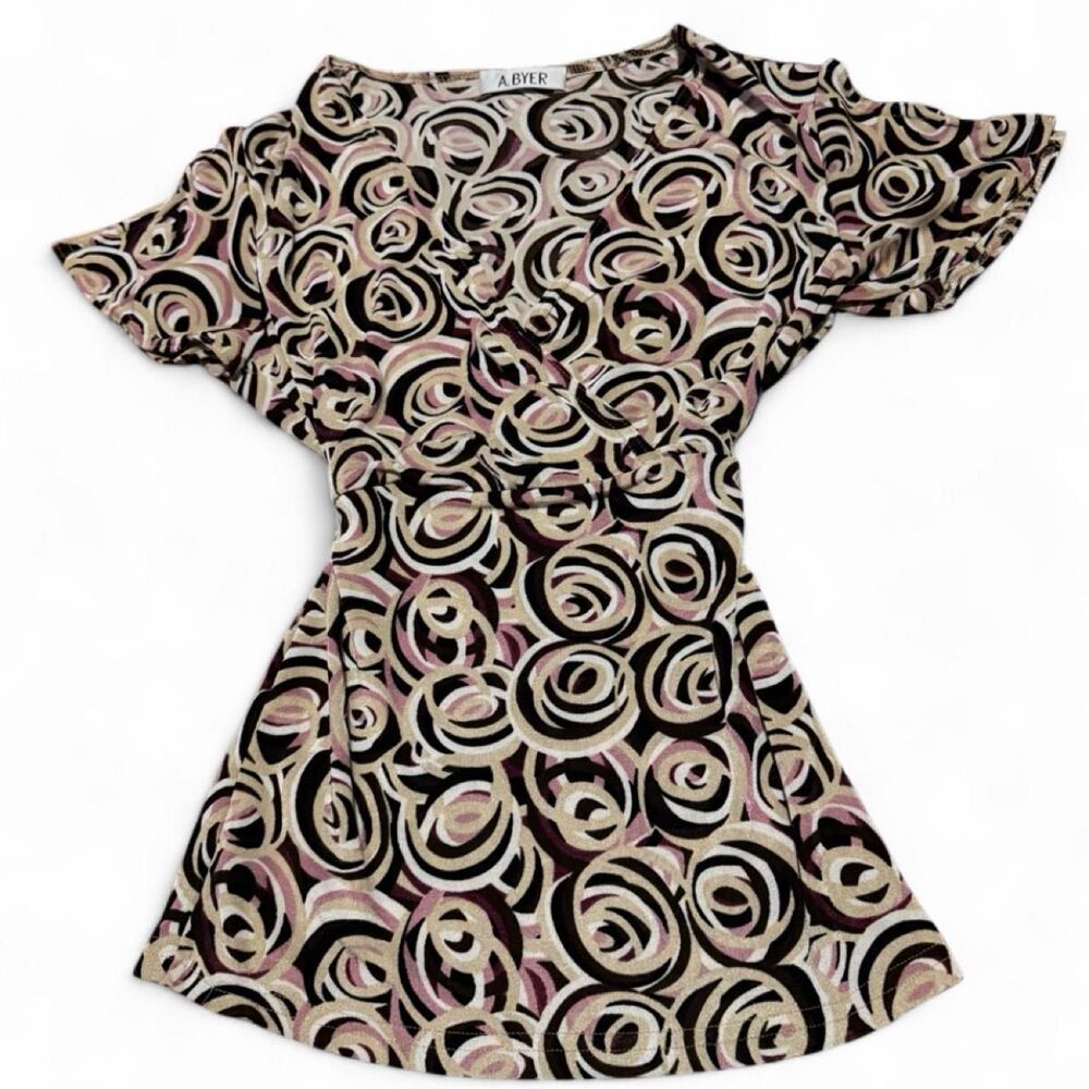 Vintage A. Byer Swirl Print Wrap Blouse Top